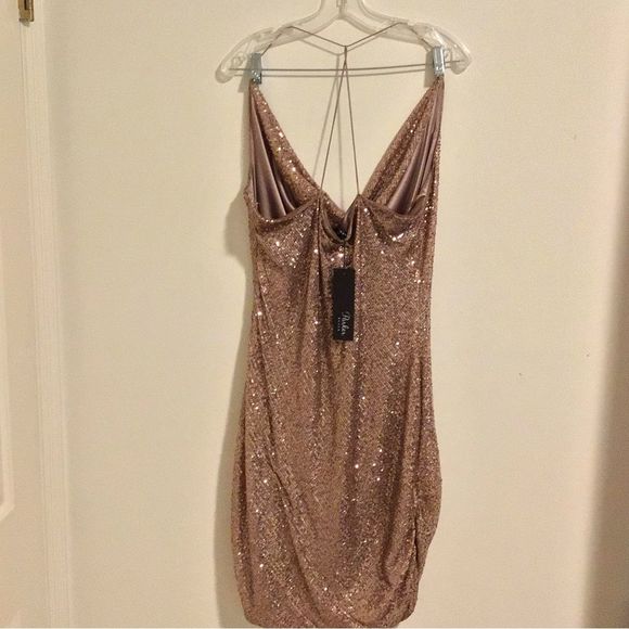 NWT PARKER BLACK Bronzed Rose Sequins Dress - Picture 6 of 12